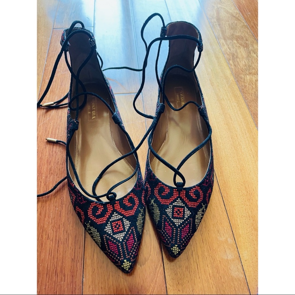 Aquazzura Christy lace up flats limited edition